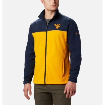 Columbia Muške Jakne - Collegiate Flanker III Fleece - West Virginia University Tamnoplave Zlatne |